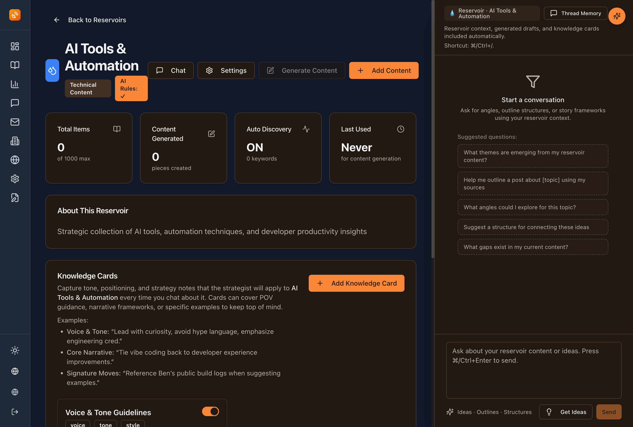 Reservoir Knowledge Cards
